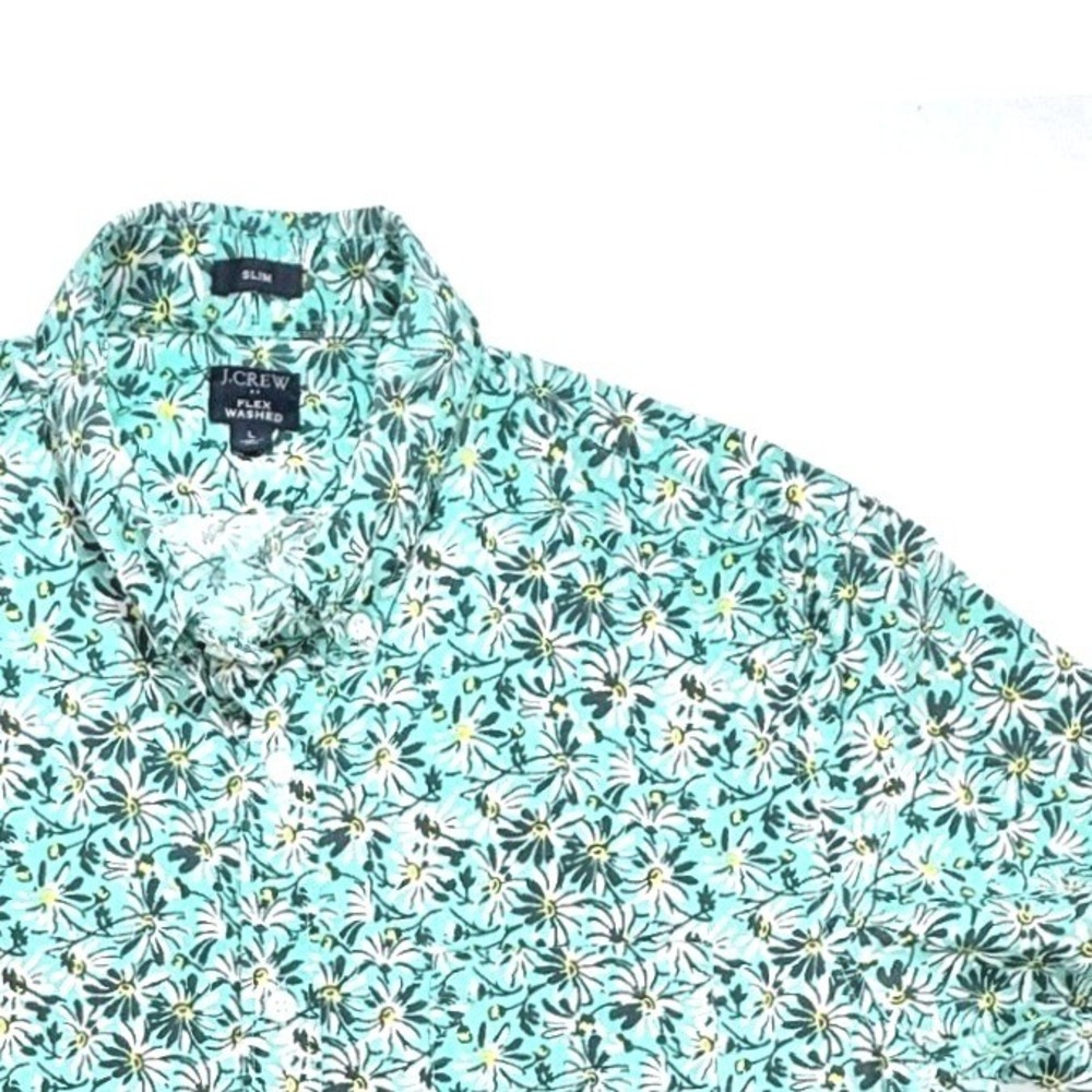J.CREW Factory Shirt Mens Large Floral Print Multicolor Flex Washed Slim Fit